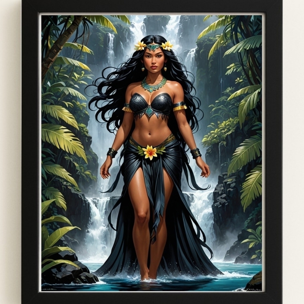 Polynesian Goddess Art Print In A Plastic Frame 8x10